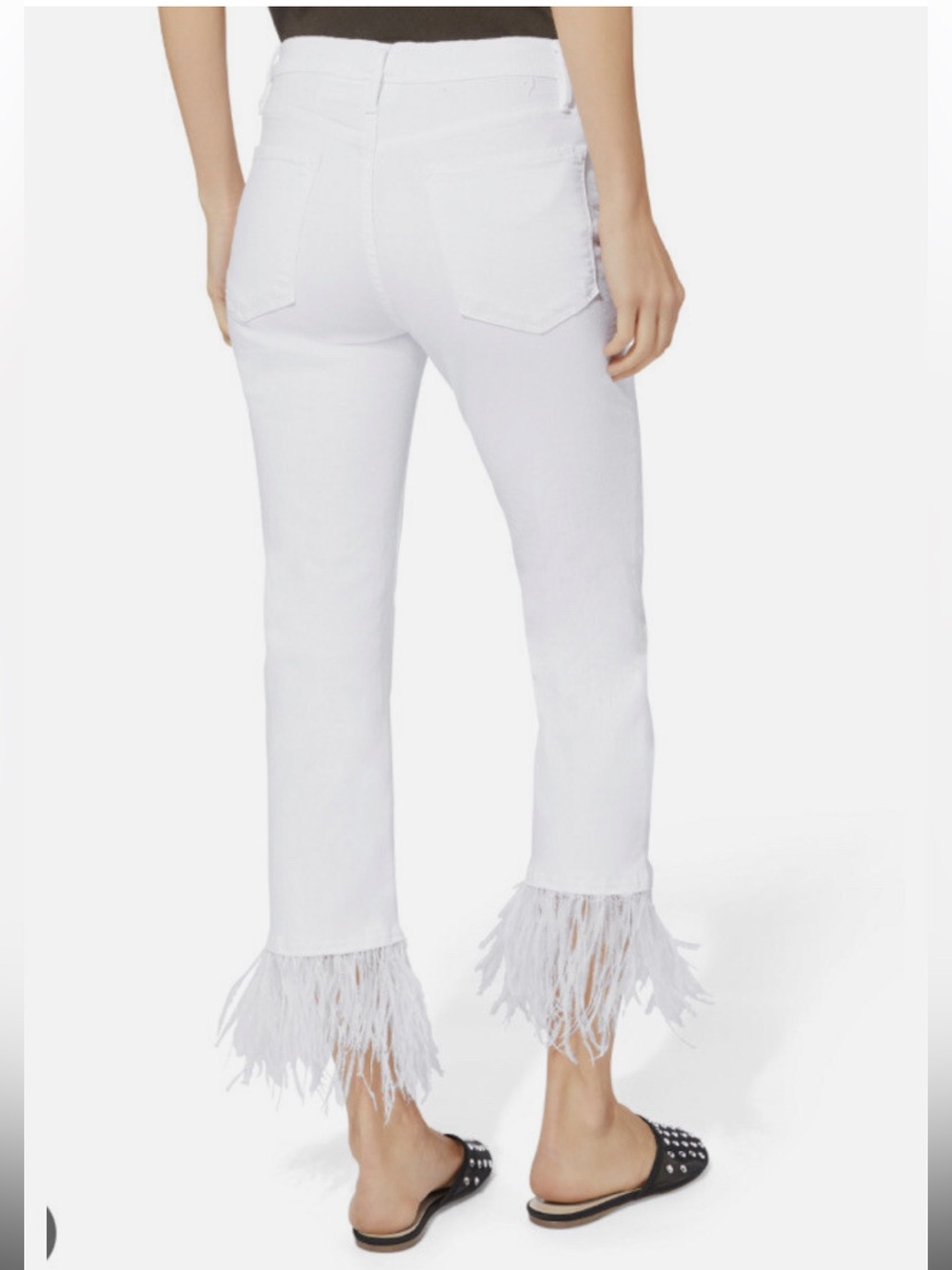 FRAME Le High Straight Feather-Trim Jeans